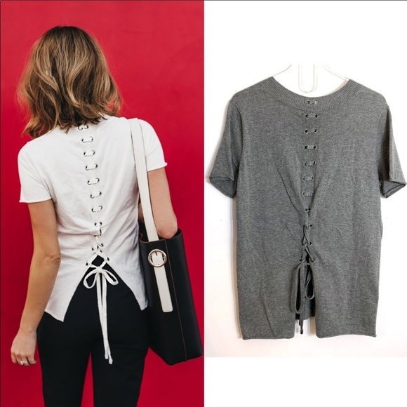 n:PHILANTHROPY Sweaters - 🆕 2/$60 NWT N:Philanthropy | Graves Lace Back Short Sleeve Sweater | Silk Blend